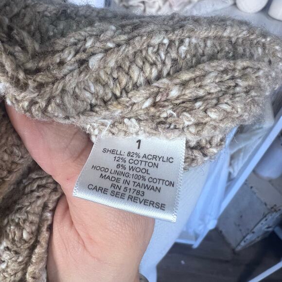 Maurice's Women's Size 1X Tan Button Up Coatigan Sweater w/ Lined Hood # 3224 - Picture 6 of 6